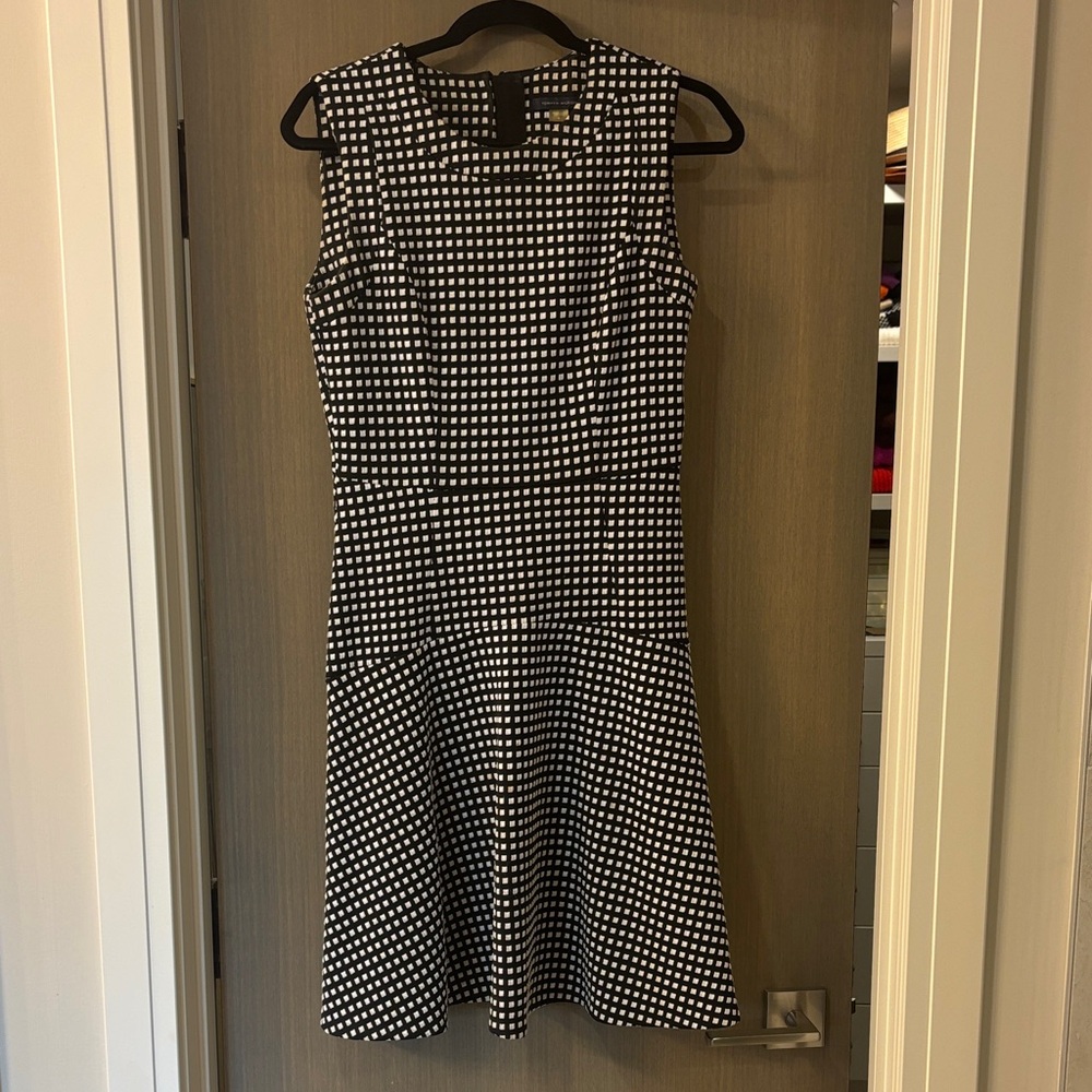 Tommy Hilfiger Black and White Checkered Midi Dress